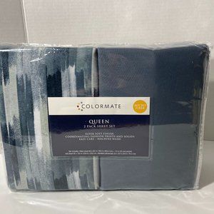 Colormate Queen 2 Pack Sheet Set Microfiber Soft NWT